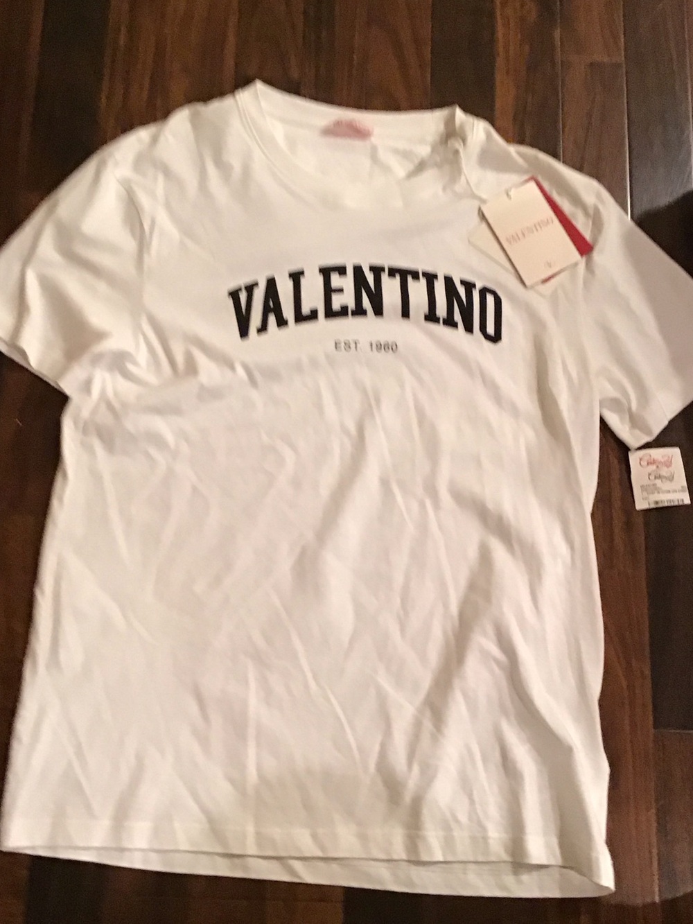 Mens Valentino Garavani White Tee with Black Logo